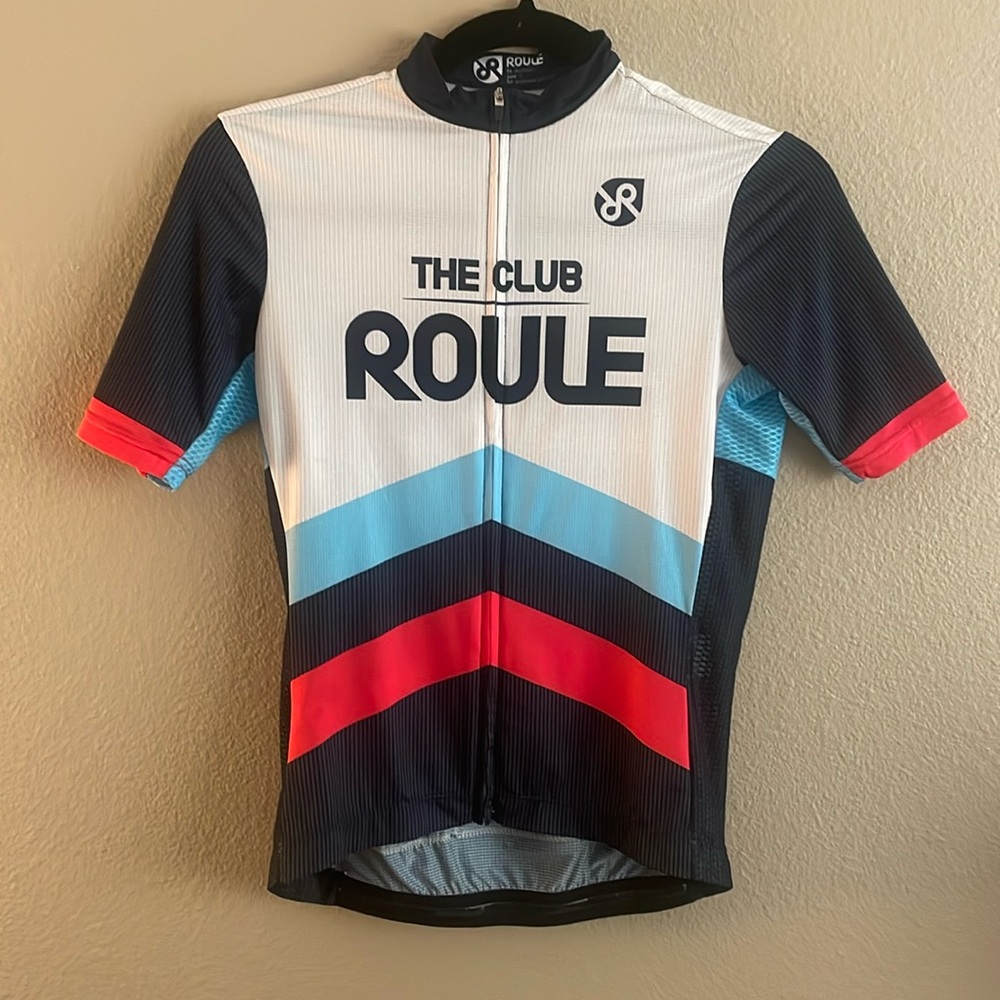 'The Club' Short Sleeve Cycling Jersey - White/Black/Blue/Red